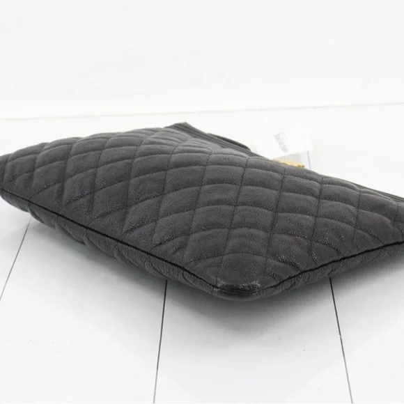 Boy Chanel Black Quilted Caviar Leather Clutch - Picture 6 of 12